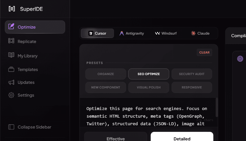 SuperIDE Dashboard Preview